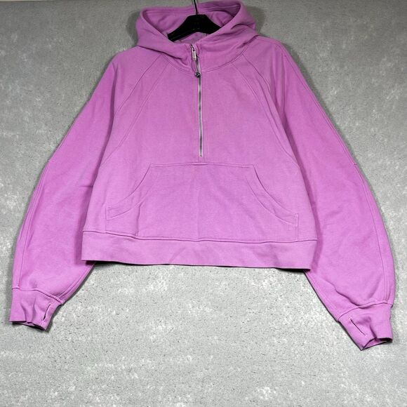 Lululemon Hoodie Womens Size XL XXL Pink Scuba Oversized Half Zip Long Sleeve - Picture 1 of 12